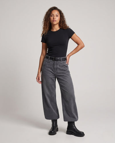 Damen Weit geschnittene Relaxed-Five-Pocket-Denimhose mit bodenlangem Saum Echo Archiv