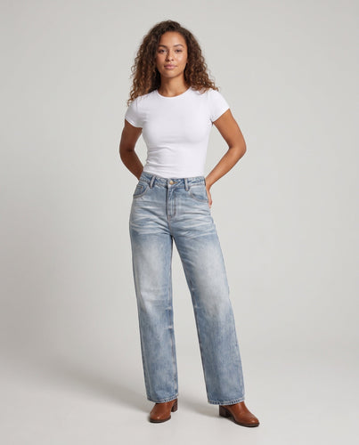 Damen Weite Vintage-Denim-Jeans im Flared-Baggy-Schnitt mit mittlerer Bundhöhe Echo Archiv