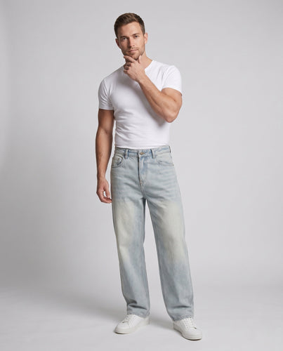 Herren Baggy-Denim-Palazzohose mit Stonewash-Finish Echo Archiv