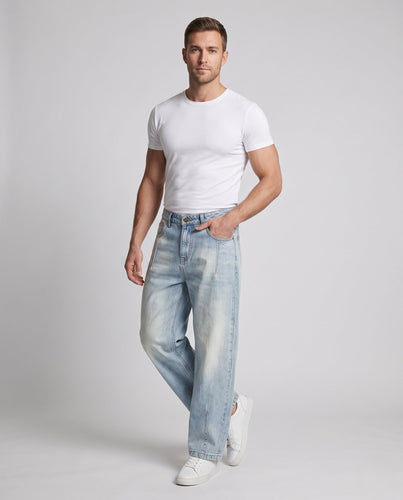Herren Bodenlange Baggy‑Palazzo‑Denim mit tiefer Bundpassform und weitem Saum Echo Archiv