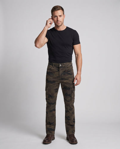 Herren Cargo-Hose im Camouflage-Workwear-Design mit geradem Bein und Mehrfach-Taschen Echo Archiv
