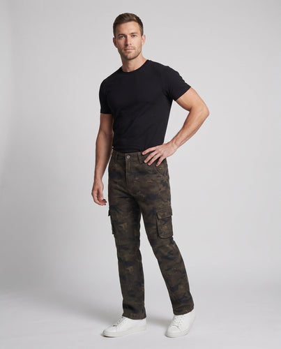 Herren Cargo-Hose im weiten Schlag mit Camouflage-Print und Utility-Taschen Echo Archiv