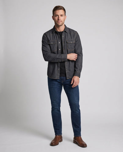 Herren Denim-Overshirt im Relaxed-Fit mit Brustpatten und durchgehender Knopfleiste Echo Archiv