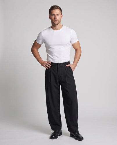 Herren Extraweite Bundfalten-Palazzo-Hose mit seitlicher Utility-Tasche Echo Archiv