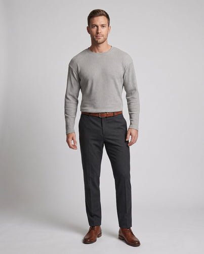 Herren geripptes Langarmshirt mit Rundhalsausschnitt und relaxed Fit Echo Archiv