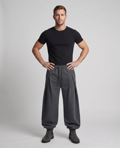 Herren Hochtaillierte Plissée-Hose mit doppelter Bundfalte und weitem Palazzo-Bein Echo Archiv