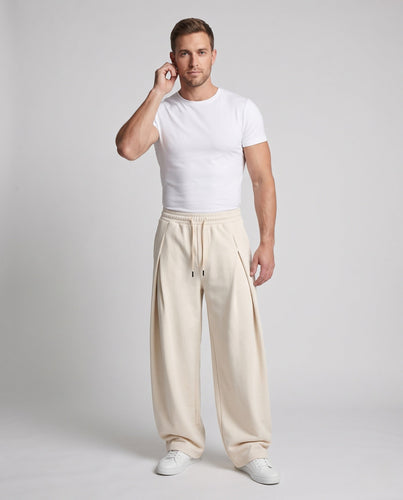 Herren Hochtaillierte Plissée-Palazzo-Hose aus Wollmix mit markanten Bundfalten Echo Archiv