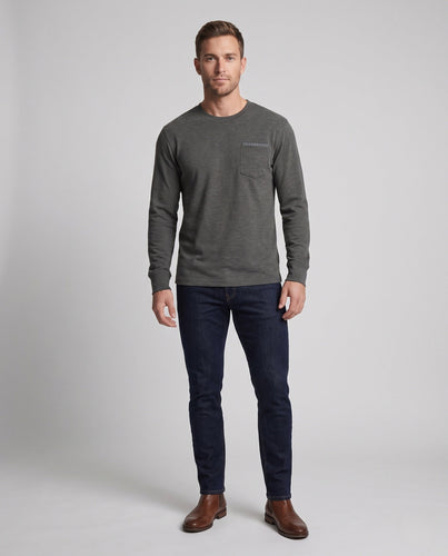 Herren Langarmshirt aus meliertem Jersey mit Brusttasche Echo Archiv