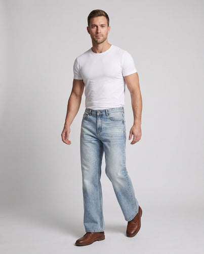 Herren Locker geschnittene Denim-Hose mit extra weitem Bein und leichter Used-Waschung Echo Archiv