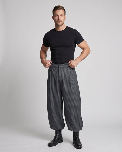 Herren Nadelstreifen-Palazzo-Hose mit extra weitem Bein und hoher Leibhöhe Echo Archiv