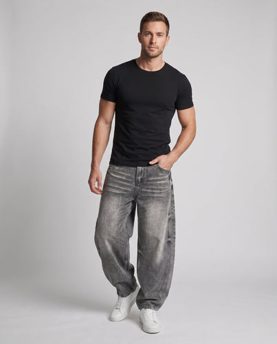 Herren Oversize-Denimhose im Palazzo-Cut mit stonewashed Effekt und extra weitem Bein Echo Archiv