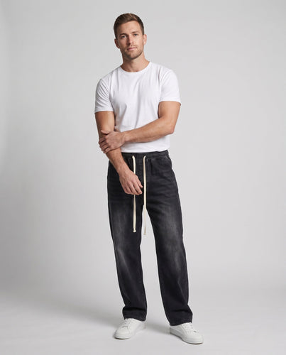 Herren Vintage-gewaschene Denim-Jogginghose mit elastischem Bund und Kordelzug Echo Archiv