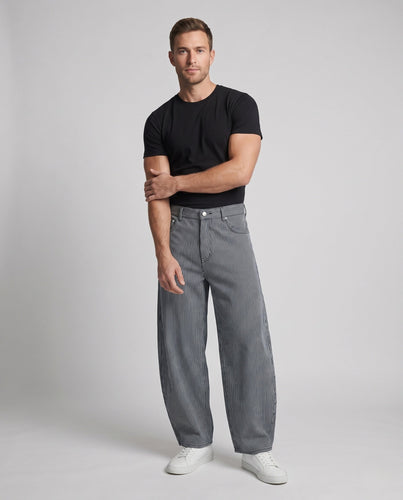 Herren Weit geschnittene Nadelstreifen-Slouch-Hose mit extra weitem Bein Echo Archiv