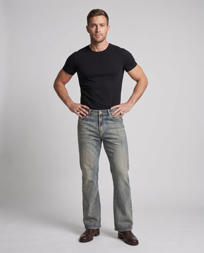 Herren weite Stonewashed-Baggy-Jeans mit verlängertem Saum und dezenter Used-Waschung Echo Archiv
