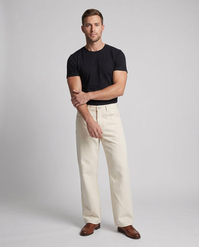 Herren Weitfallende Baumwoll-Twill-Palazzo-Jeans mit minimalistischer Nahtführung Echo Archiv