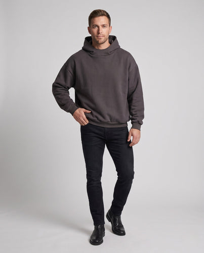 Herren Boxy-Kapuzenpullover mit hohem Schalkragen und überlappender Kapuze Echo Archiv