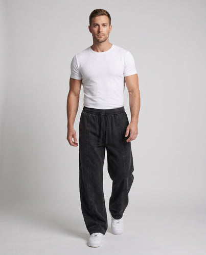 Herren Weite Vintage-Washed Baumwoll-Jogginghose mit Cargo-Taschen und Kordelzug Echo Archiv