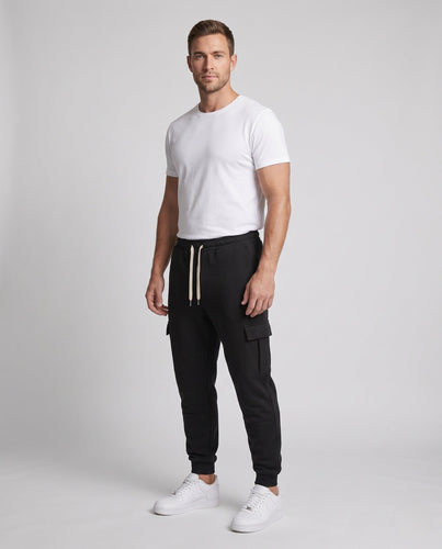 Herren Cargo-Jogginghose mit Kordelzug, elastischem Bund und aufgesetzten Klappentaschen Echo Archiv