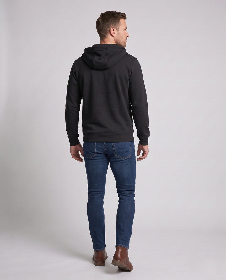 Herren Halbzip-Kapuzenpullover mit Kontrastkordeln und strukturierter Brustnaht Echo Archiv