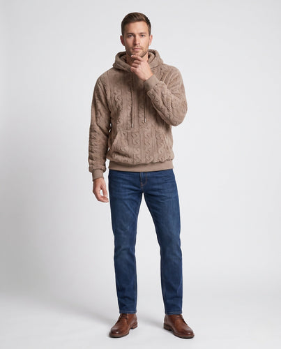 Herren Kapuzenpullover aus Teddyfleece mit Zopfstrick-Optik Echo Archiv