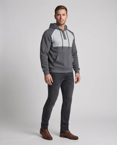 Herren Kapuzenpullover mit Druckknopf-Henley, Kontrast-Brustpanel und Kängurutasche Echo Archiv