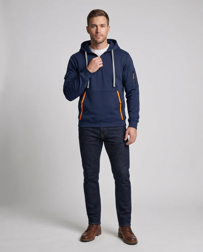 Herren Kapuzenpullover mit Kurzreißverschluss und Cargo-Taschen Echo Archiv