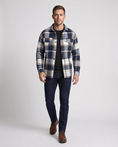 Herren Karierte Overshirt-Hemdenjacke aus Flanell mit Brusttaschen Echo Archiv