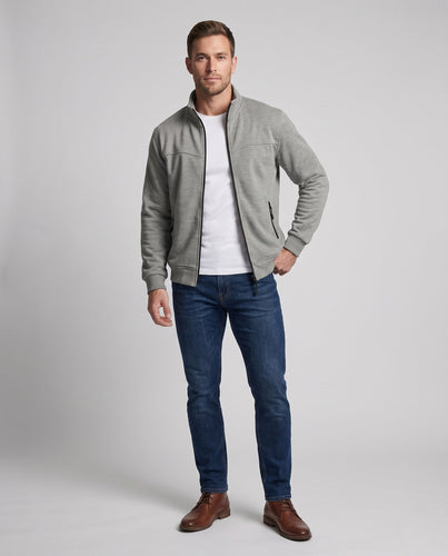 Herren Leichte Sweatjacke mit Stehkragen und Reißverschluss Echo Archiv