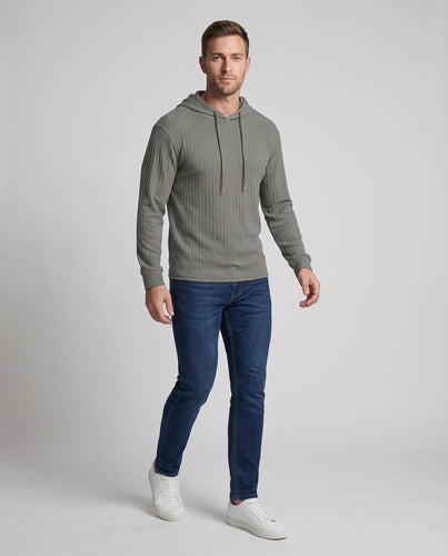 Herren Leichter Kapuzenpullover mit feinem Zopfmuster und geradem Saum Echo Archiv