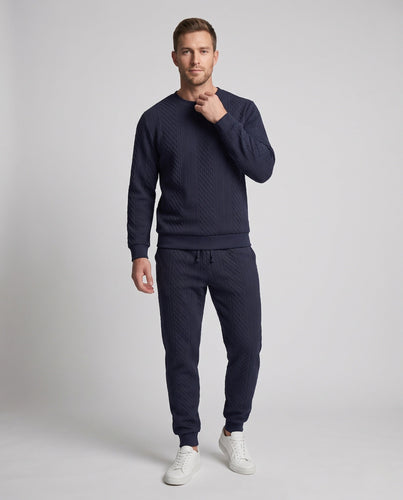Herren Strick-Lounge-Set mit Rundhals-Sweatshirt und Kordel-Jogpants Echo Archiv
