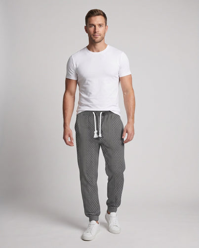 Herren Strukturierte Thermo-Jogginghose mit elastischem Bund und Rippbündchen Echo Archiv