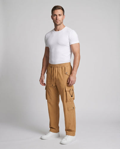 Herren weite wasserabweisende Cargo-Hose mit Gummibund, Kordelzug und Multifunktionstaschen Echo Archiv