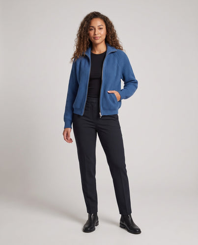 Damen gerippte Strickjacke mit Stehkragen und Reißverschluss Echo Archiv