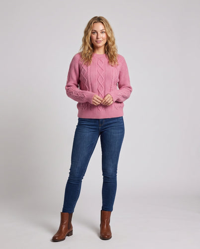 Damen Strickpullover mit Zopfmuster und weichem Wollmix Echo Archiv