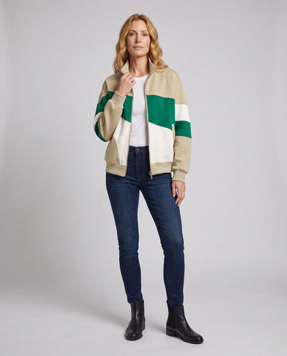 Damen Oversize-Colorblock-Trainingsjacke mit Stehkragen und Reißverschluss Echo Archiv