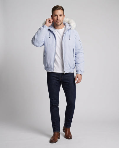 Herren Kurzparka im Oversize‑Schnitt mit wattierter Thermofütterung und Kunstfellkapuze Echo Archiv