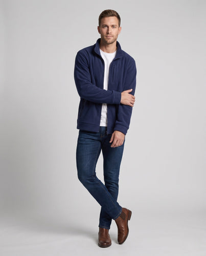 Herren Oversize-Fleecejacke mit Stehkragen, durchgehendem Reißverschluss und Brusttasche Echo Archiv