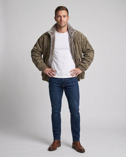 Herren Oversized Cordjacke mit Teddyfutter und hohem Stehkragen Echo Archiv