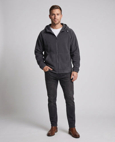 Herren Oversized Fleecejacke mit Kapuze, Reißverschluss und Kängurutaschen Echo Archiv
