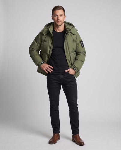 Herren Robuster Thermo-Steppparka mit hoher Innenkragen, verdecktem Reißverschluss und elastischen Bündchen Echo Archiv