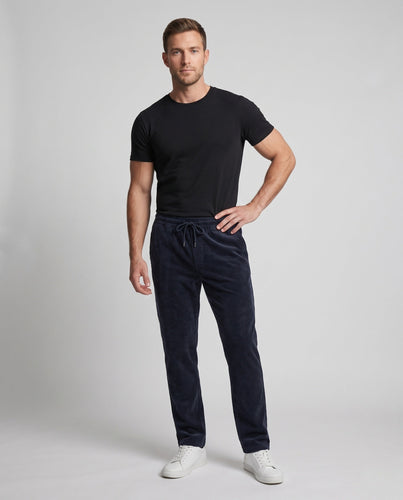 Herren Slim-Straight Cordfreizeit-Hose mit elastischem Bund, Kordelzug und Seitentaschen Echo Archiv