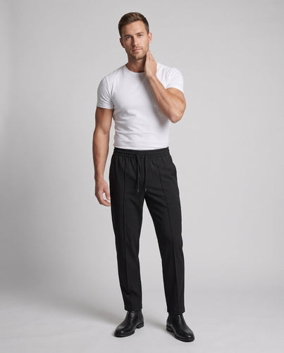 Herren Smart-Casual Reisehose mit elastischem Tunnelzugbund und geradem Bein Echo Archiv