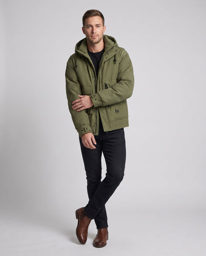 Herren Stepp-Utility-Parka mit Kapuze und Multifunktions-Taschen Echo Archiv