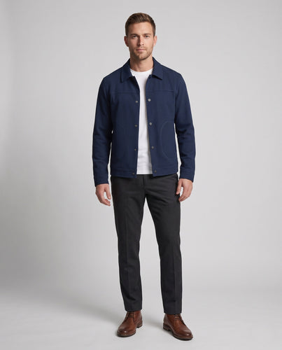 Herren Strukturierte Waffle‑Overshirt‑Jacke mit Druckknöpfen und aufgesetzten Taschen Echo Archiv