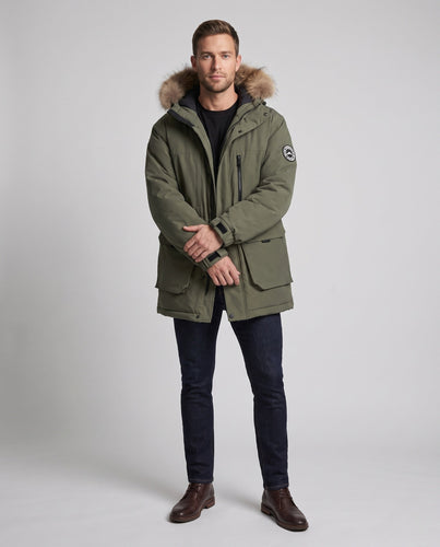 Herren Wattierter Winterparka mit Kunstfellkapuze und Mehrfachtaschen Echo Archiv