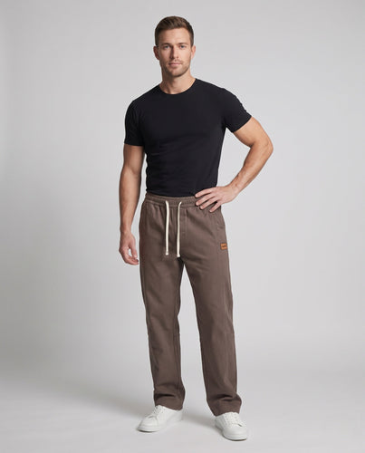 Herren Weite Relaxed-Fit Canvas-Hose mit elastischem Kordelbund und Nahtdetail Echo Archiv