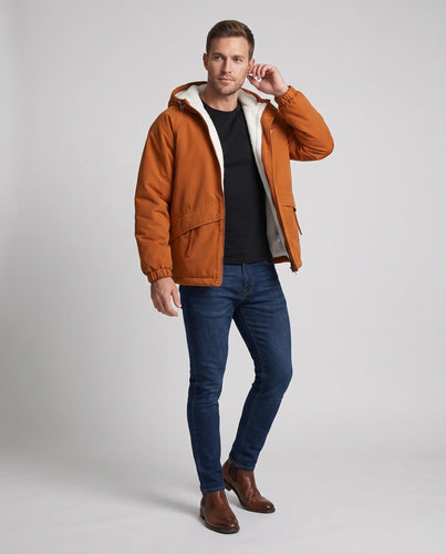 Herren Wende‑Thermo-Parka mit Teddyfleece-Innenfutter, Kapuze und Kordelzug Echo Archiv
