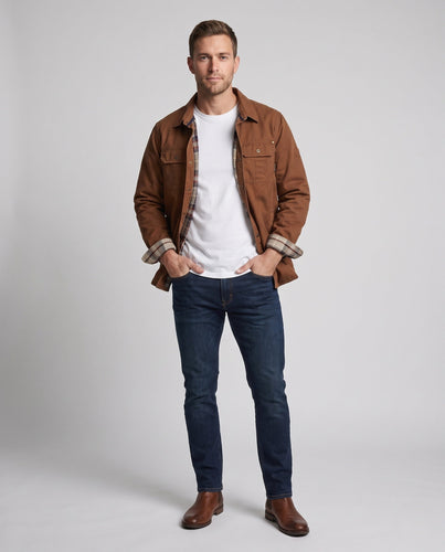 Herren Overshirt mit kariertem Thermofutter, Druckknopfleiste und Pattentaschen Echoarchiv