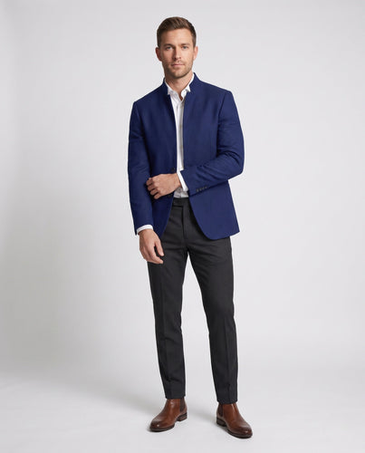 Herren taillierter Woll-Mix Mantel mit Stehkragen und schlanker Silhouette Echoarchiv