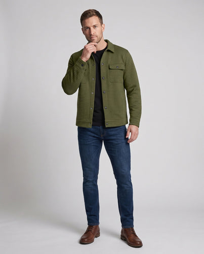 Herren Gepolsterte Hemdjacke mit Karo-Steppstruktur und Druckknöpfen Echoarchiv